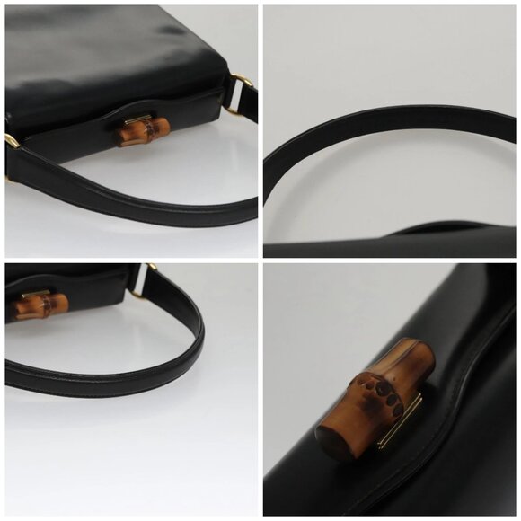 GUCCI Bamboo Hand Bag Enamel Black Auth ep7256 - Picture 16 of 16